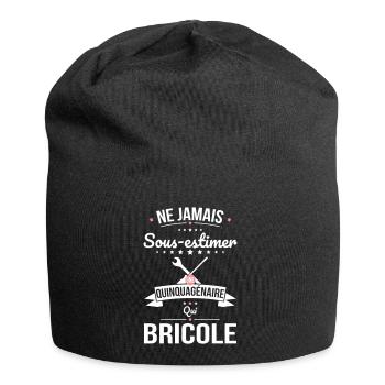 Sous-estimer une quinquagénaire qui bricole - Bonnet en jersey - noir - Devant