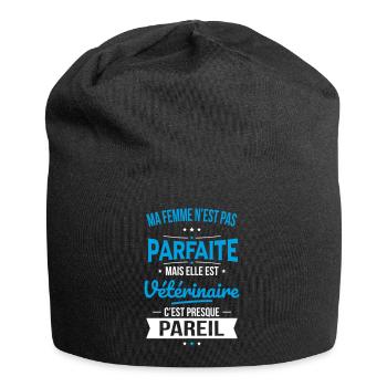 Ma femme pas parfaite mais elle est vétérinaire - Bonnet en jersey - noir - Devant
