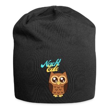 NachtEule - Jersey-Beanie - Schwarz - Vorne