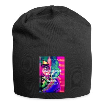 Psychedelischer Shakespeare mit Zitat - Jersey-Beanie - Schwarz - Vorne