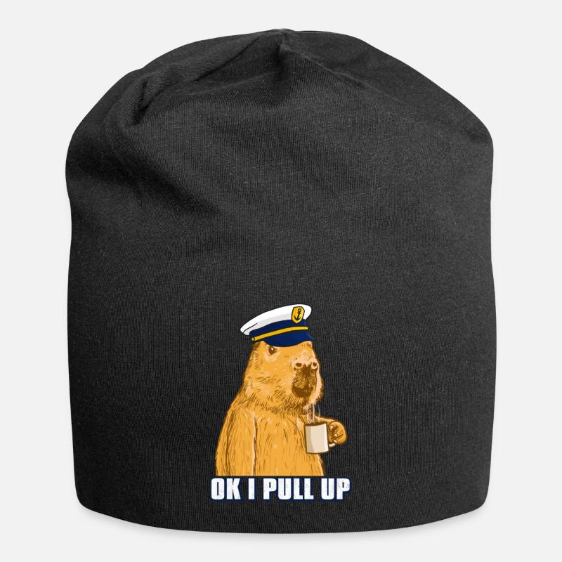 Captain Capybara Ok i Pull Up - Jersey Beanie - black