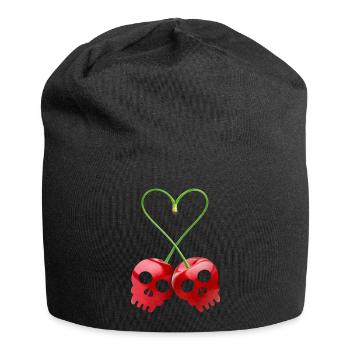 Cherry Cherry Skull, Heart Cherry Valentine's Day - Jersey Beanie - black - Front