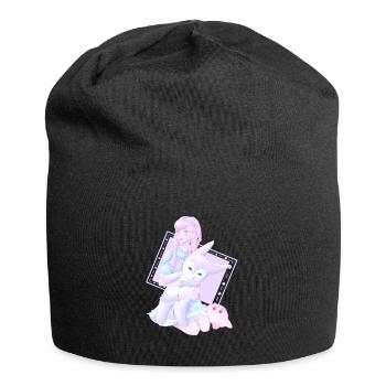 fille avec ours pour bébés - Bonnet en jersey - noir - Devant