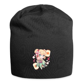 Fille chibi en kimono japonais - Bonnet en jersey - noir - Devant