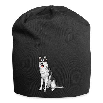 Alaskan Malamute Hund - Jersey-Beanie - Schwarz - Vorne