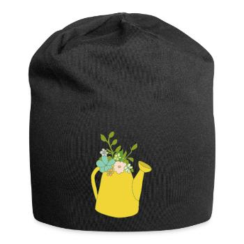 Watering can flowers - Jersey Beanie - black - Front