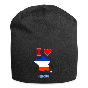 Carte du drapeau de la France avec la ville d’Ajaccio - Bonnet en jersey - charbon - Devant