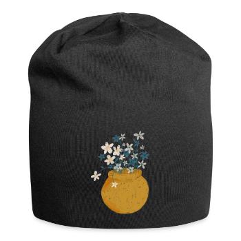 Blume - Jersey-Beanie - Schwarz - Vorne