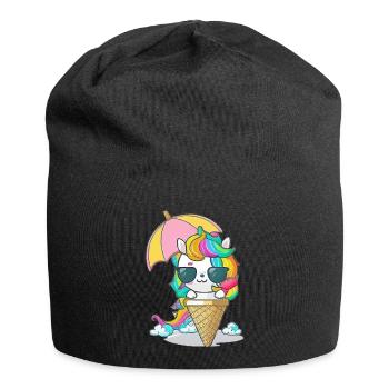 Einhorn mit Eiscreme - Die perfekte Kombination - Jersey-Beanie - Schwarz - Vorne