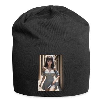 Femme dans une ruelle, ville,IA générée - Bonnet en jersey - noir - Devant