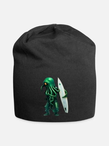 Green surfing octopus, free - Jersey-Beanie - Schwarz