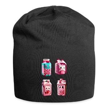 kawaii strawberry milk carton - Jersey Beanie - black - Front