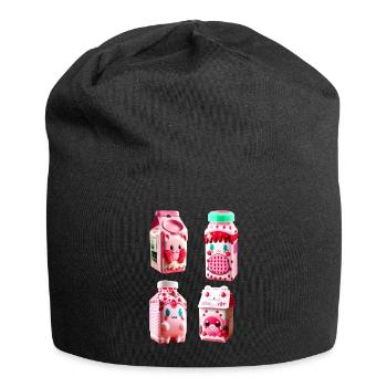 kawaii strawberry milk carton tasty - Jersey Beanie - black - Front