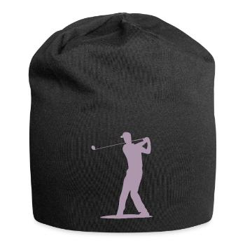 Golfer Abschlag Silhouette - Herren Design - Jersey-Beanie - Schwarz - Vorne