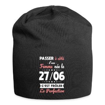 Anniversaire - Née le 27 Juin Frôler perfection - Bonnet en jersey - noir - Devant