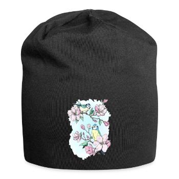 Blue and magnolias - Jersey Beanie - black - Front