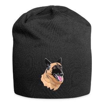 Porträt Malinois-Hund - Jersey-Beanie - Schwarz - Vorne