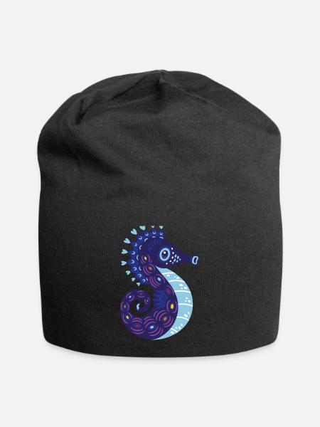 Meerestiere - Jersey-Beanie - Schwarz
