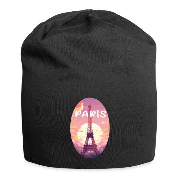 Pastel pink Paris - Jersey Beanie - black - Front