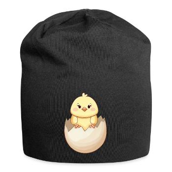 Poussin kawaii mignon, éclosion de la coquille d’œuf - Bonnet en jersey - noir - Devant