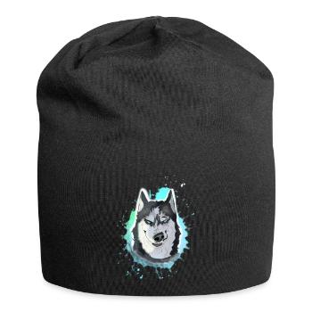 Alaskan Malamute mit witzigem Gesicht - Jersey-Beanie - Schwarz - Vorne