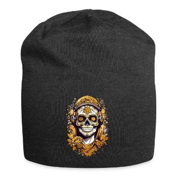 Goldener Zucker Schädel - Jersey-Beanie - Anthrazit - Vorne