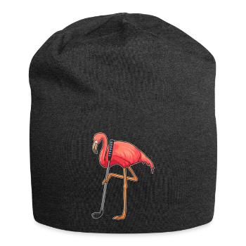 Flamant rose au golf avec le t-shirt du club de golf - Bonnet en jersey - charbon - Devant