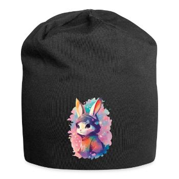 Süßes Häschen Aquarell - Jersey-Beanie - Schwarz - Vorne