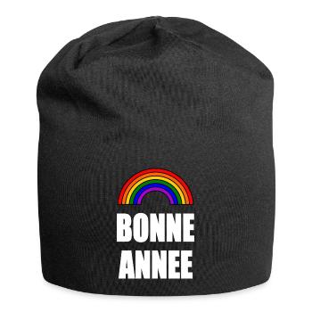 NOËL.BONNE ANNEE. SAINT SYLVESTRE. NOUVELLE ANNÉE. - Bonnet en jersey - noir - Devant