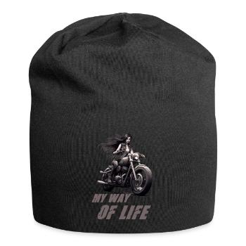 Motorradfahrerin My Way Of Life - Jersey-Beanie - Schwarz - Vorne