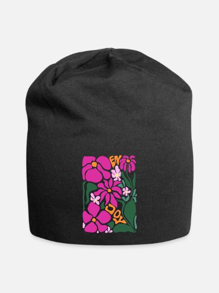 Gute Laune Blumen - enjoy - Jersey-Beanie - Schwarz