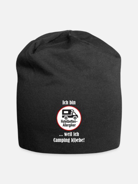 ... weil ich Camping l(i)ebe! - Jersey-Beanie - Schwarz