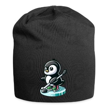 Pinguin Eishockeyspieler mit Puck und - Jersey-Beanie - Schwarz - Vorne