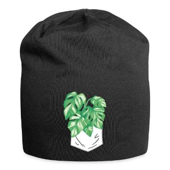Monstera Deliciosa Albo Plante d’intérieur botanique - Bonnet en jersey - noir - Devant