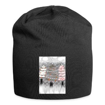 Festliche Weihnachtsbaum-Dekorationen - Jersey-Beanie - Schwarz - Vorne