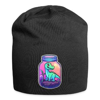 Dinosaur in a Cartoon Jar - Jersey Beanie - black - Front