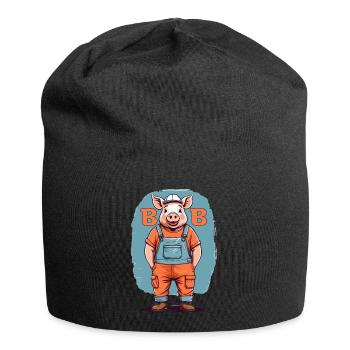 Bob le cochon de construction - Bonnet en jersey - noir - Devant