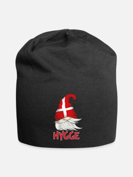 Hygge - hyggelig - Dänemark - Jersey-Beanie - Schwarz