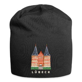Lübeck World Heritage Site Holstentor, Northern Germany - Jersey Beanie - black - Front
