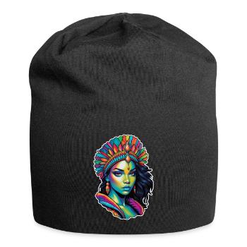 Afro Frau - Schönheit - Jersey-Beanie - Schwarz - Vorne