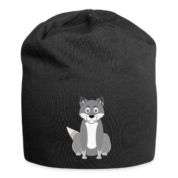 Loup de dessin animé - Bonnet en jersey - noir - Devant