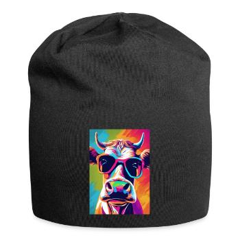 Vache à lunettes - Bonnet en jersey - noir - Devant