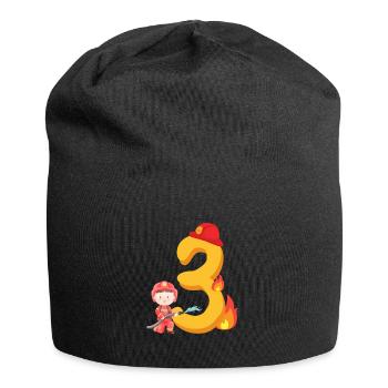 Dritter Geburtstag Feuerwehr Feuerlöschen zum 3. - Jersey-Beanie - Schwarz - Vorne