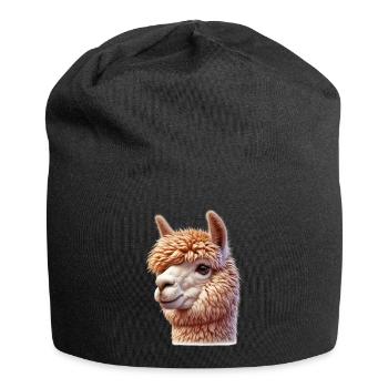 Alpaka - Jersey-Beanie - Schwarz - Vorne