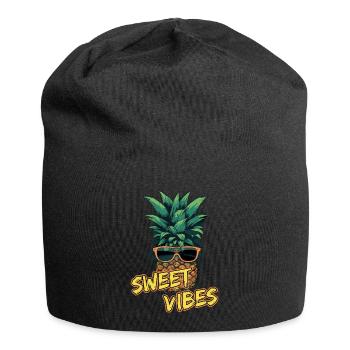 Ananas-Sonnenbrille Obst Retro-Stil für - Jersey-Beanie - Schwarz - Vorne