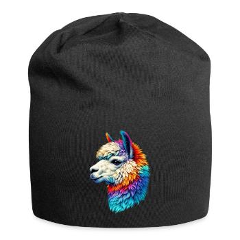 Alpaka - Jersey-Beanie - Schwarz - Vorne