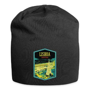 Illustration Handelsplatz, Weihnachten in Lissabon - Jersey-Beanie - Schwarz - Vorne