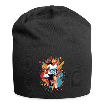Handballerin Streetwear Ikonischer Style - Jersey-Beanie - Schwarz - Vorne