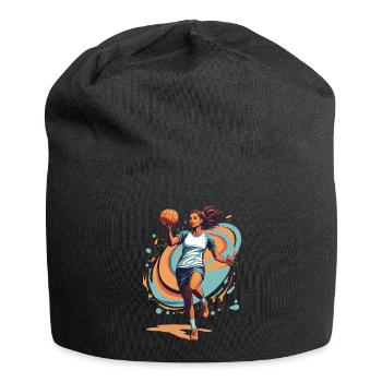Handballerin Streetwear Ikonischer Style - Jersey-Beanie - Schwarz - Vorne