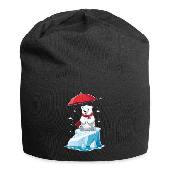 ours polaire, glace et parasol - Bonnet en jersey - noir - Devant